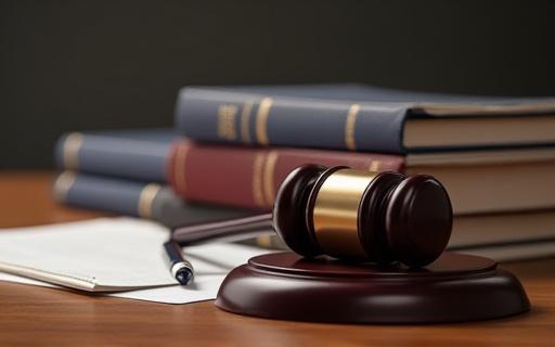 A gavel and a book of laws, representing HR compliance and policy.